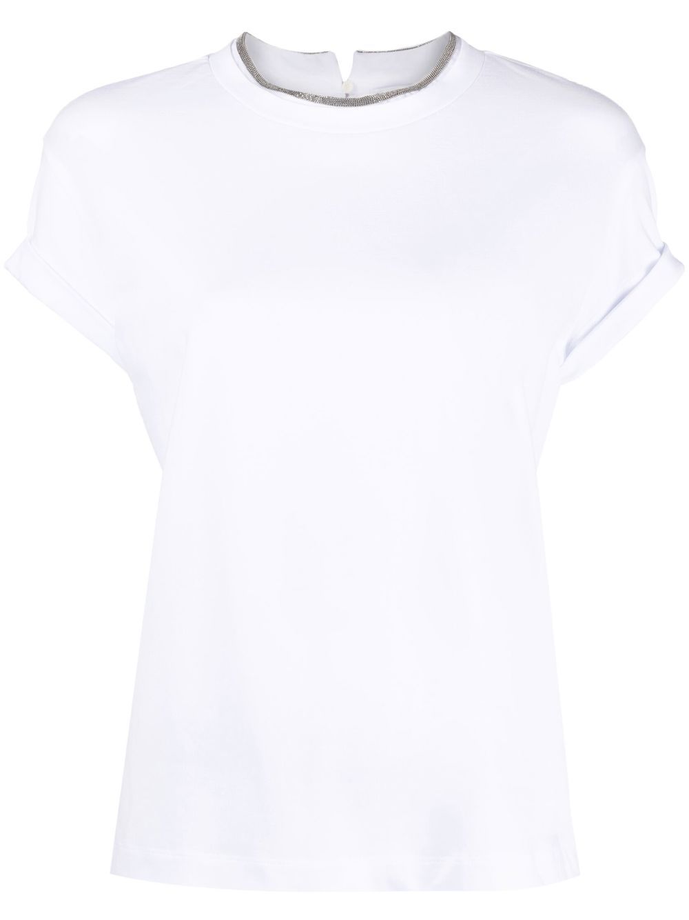 

Brunello Cucinelli playera con ribete de cadena - Blanco