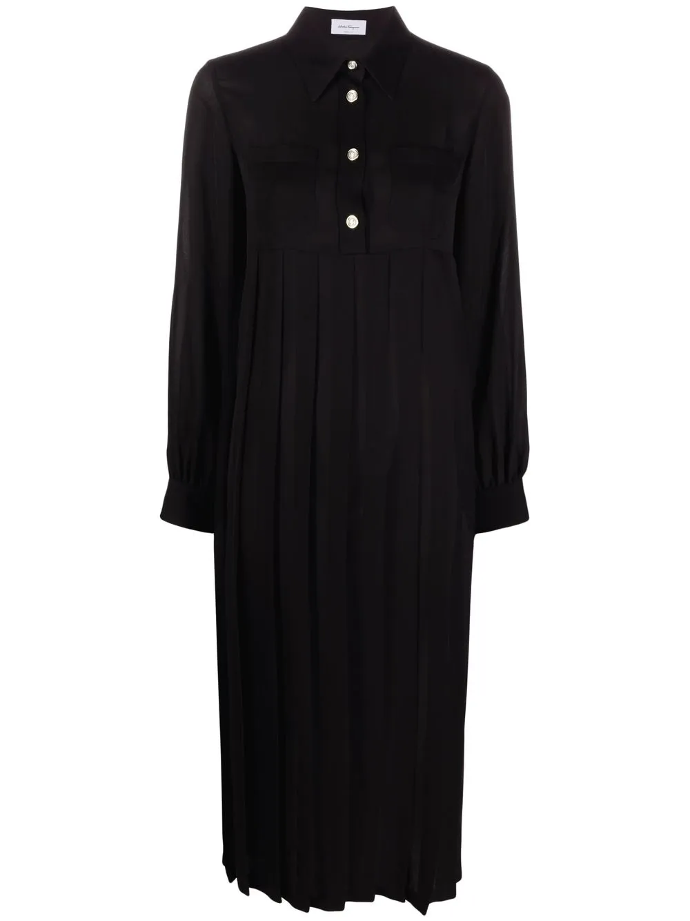 

Salvatore Ferragamo vestido camisero con falda plisada - Negro