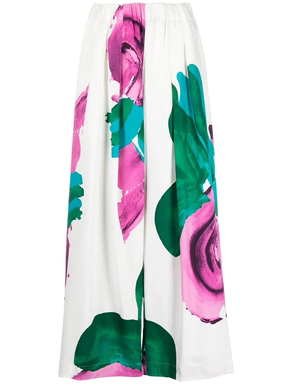 

Issey Miyake pantalones anchos con estampado floral - Blanco