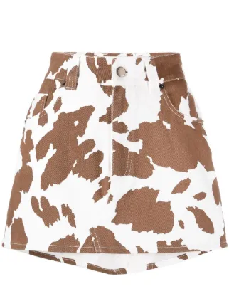 Almaz cow print Denim Skirt White FARFETCH AO