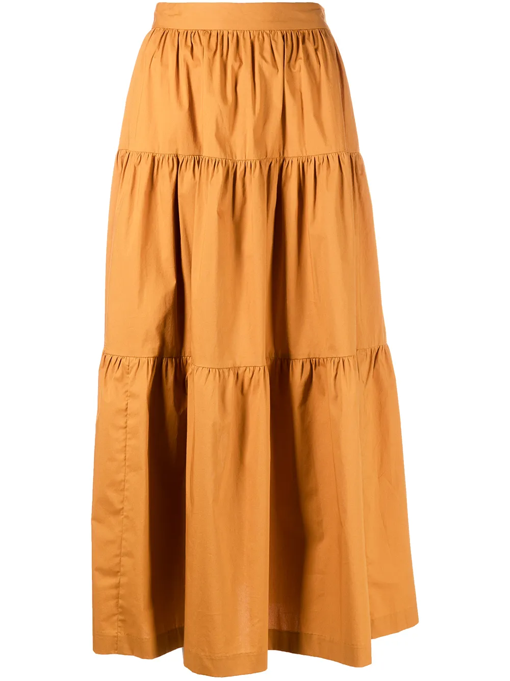 

STAUD tiered high-waisted skirt - Brown