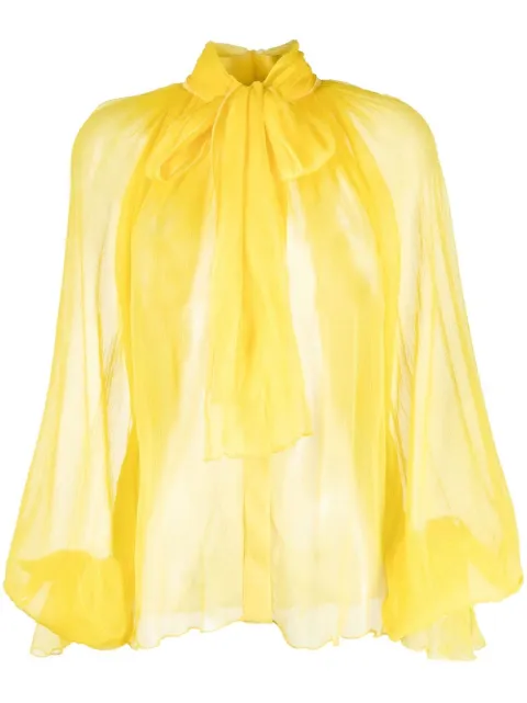 Atu Body Couture pussy-bow silk sheer blouse