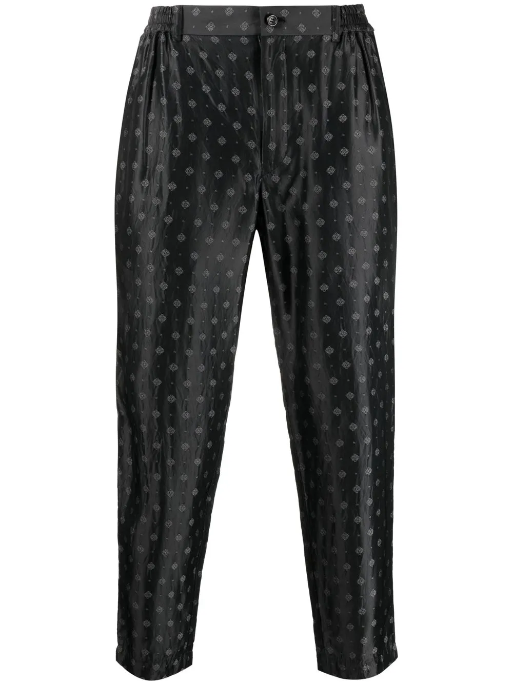 

Black Comme Des Garçons cropped pattern-print trousers - Grey