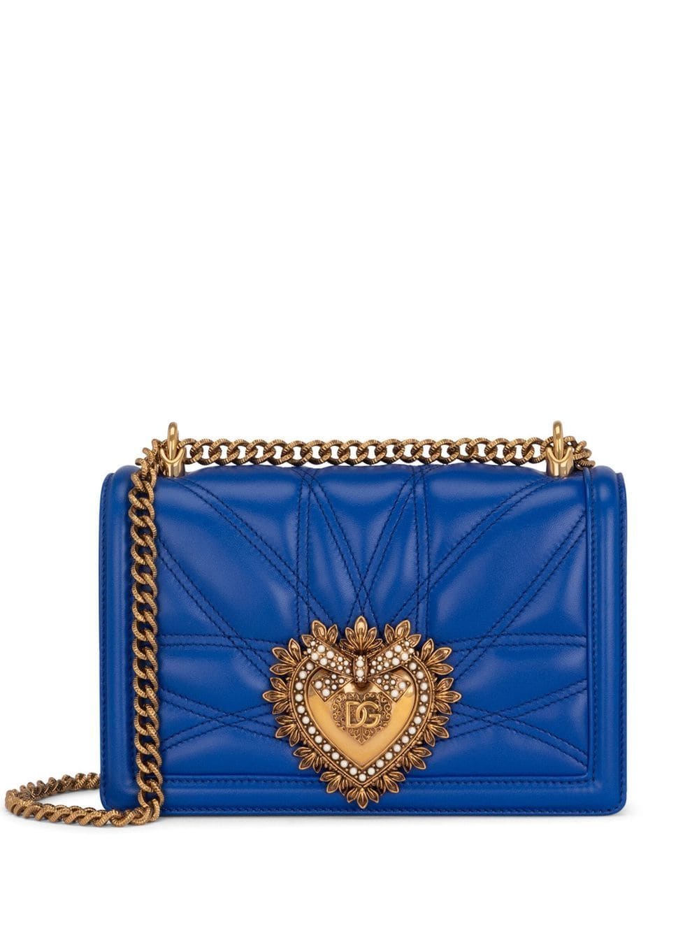 Dolce & Gabbana Devotion Leather Crossbody Bag In Blue