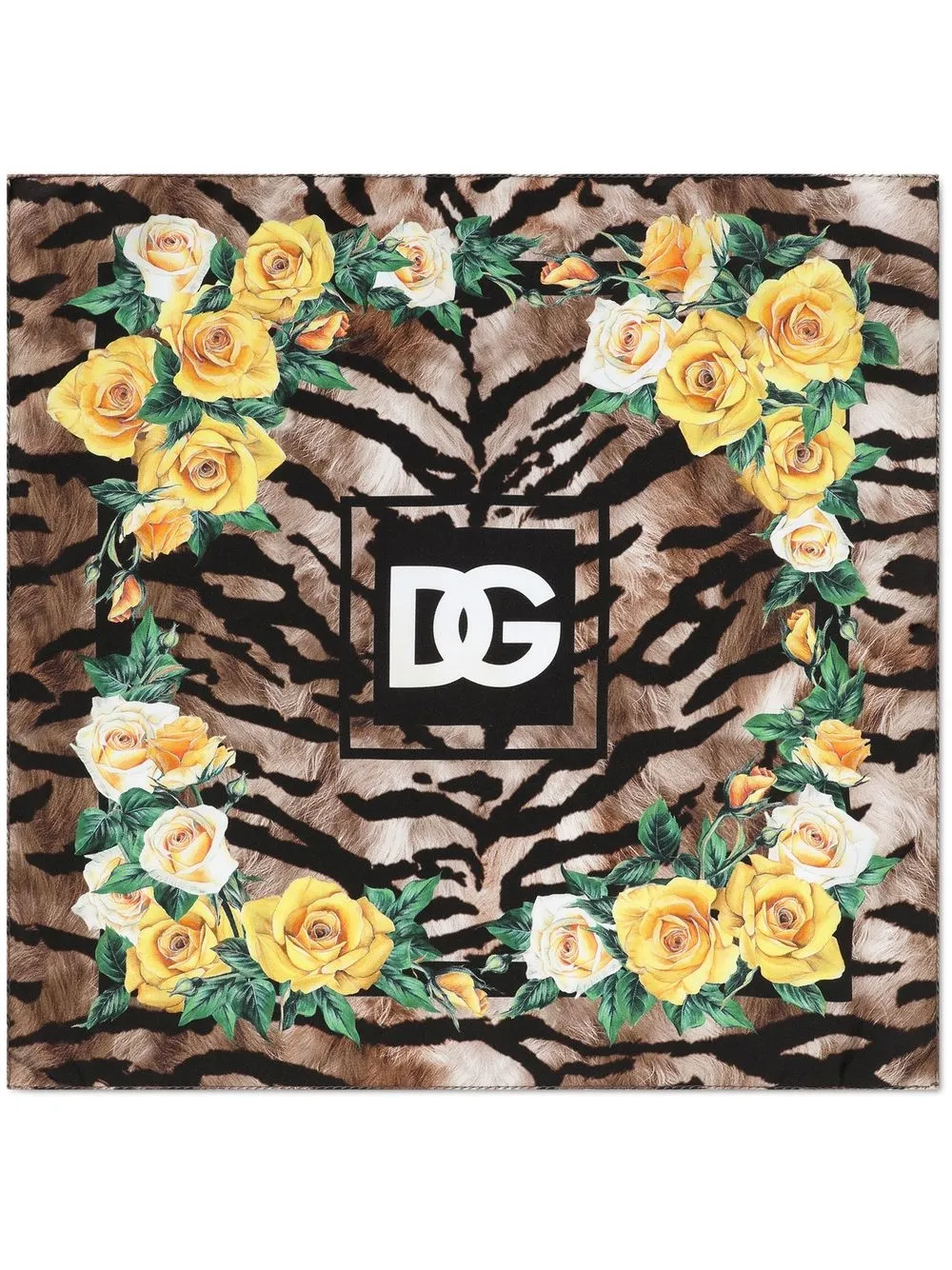 

Dolce & Gabbana tiger rose-print bandana - Brown