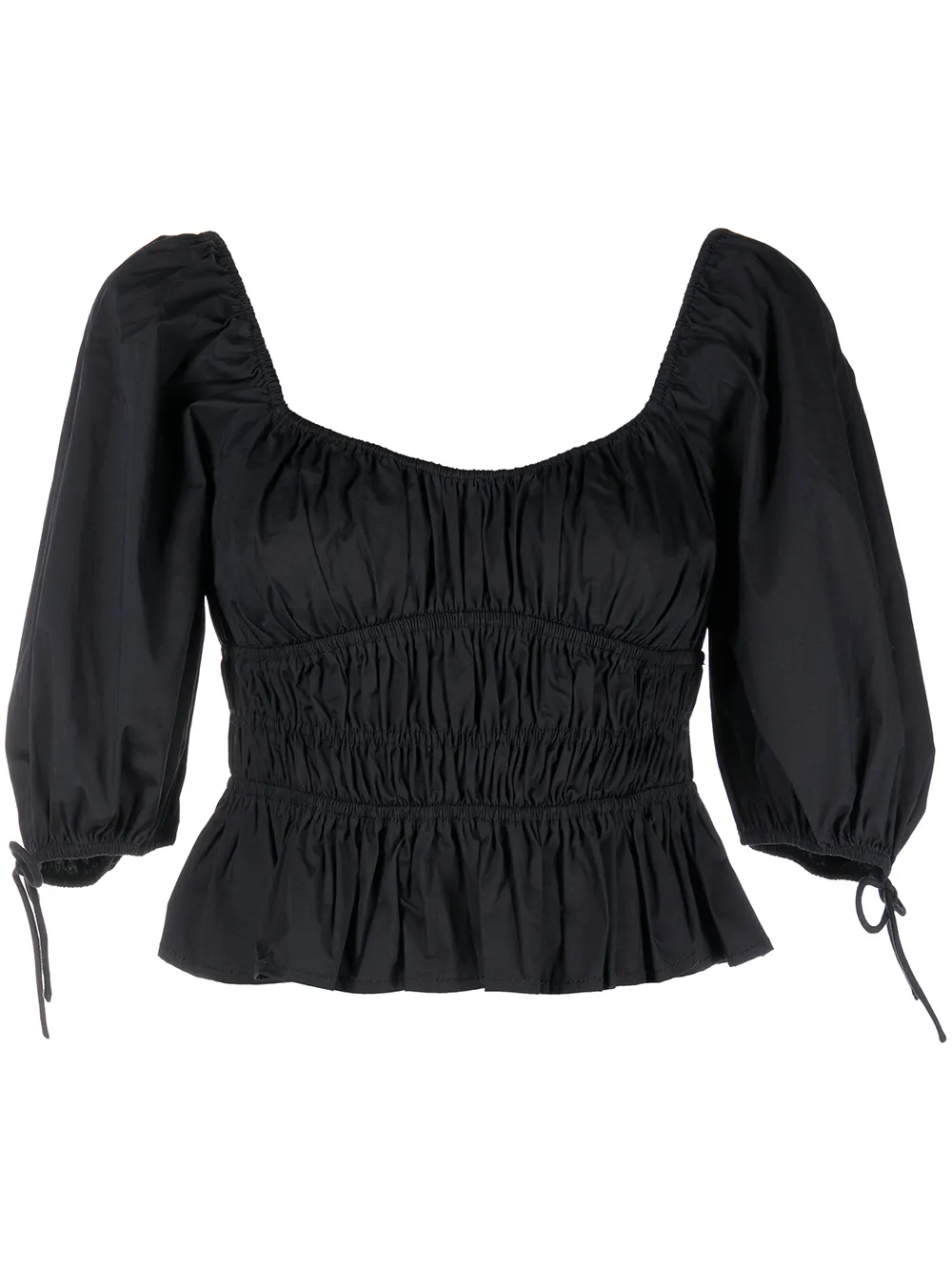 

STAUD Faye smocked-details blouse - Black