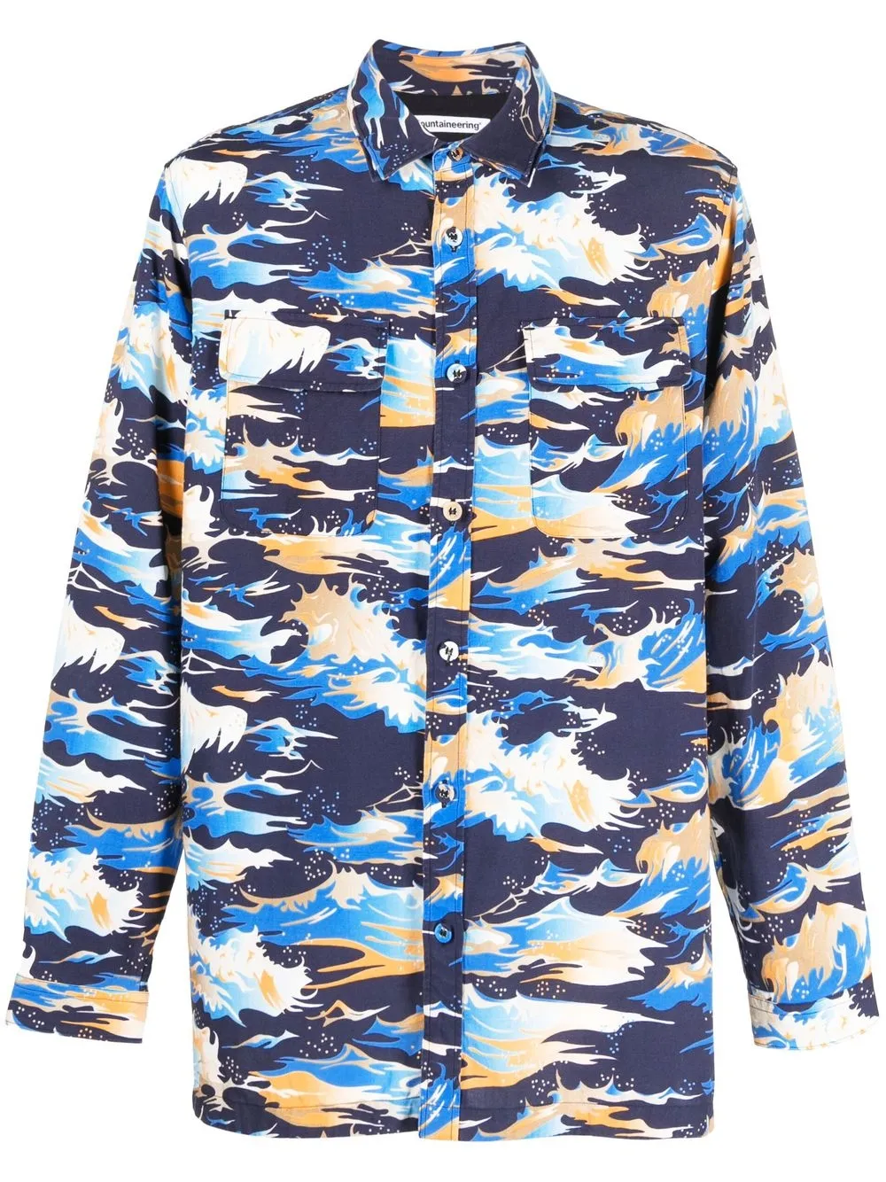 

White Mountaineering camisa con estampado de alero - Azul