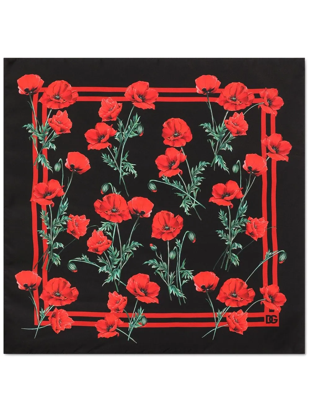 

Dolce & Gabbana poppy-print silk bandana - Black