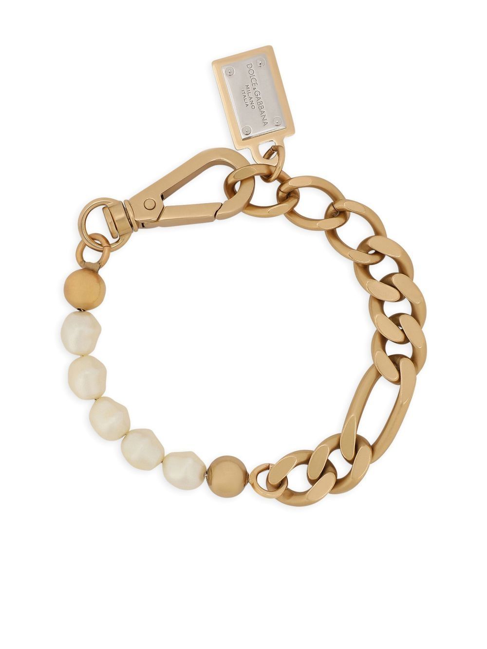 Image 1 of Dolce & Gabbana pearl-embellished chain-link bracelet