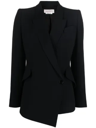 Alexander McQueen Asymmetric single breasted Blazer Black FARFETCH GE