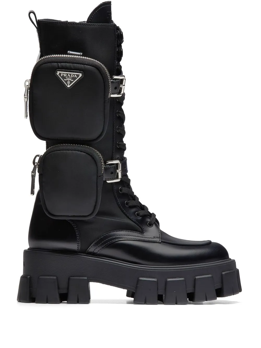 Monolith pouch-embellished biker boots