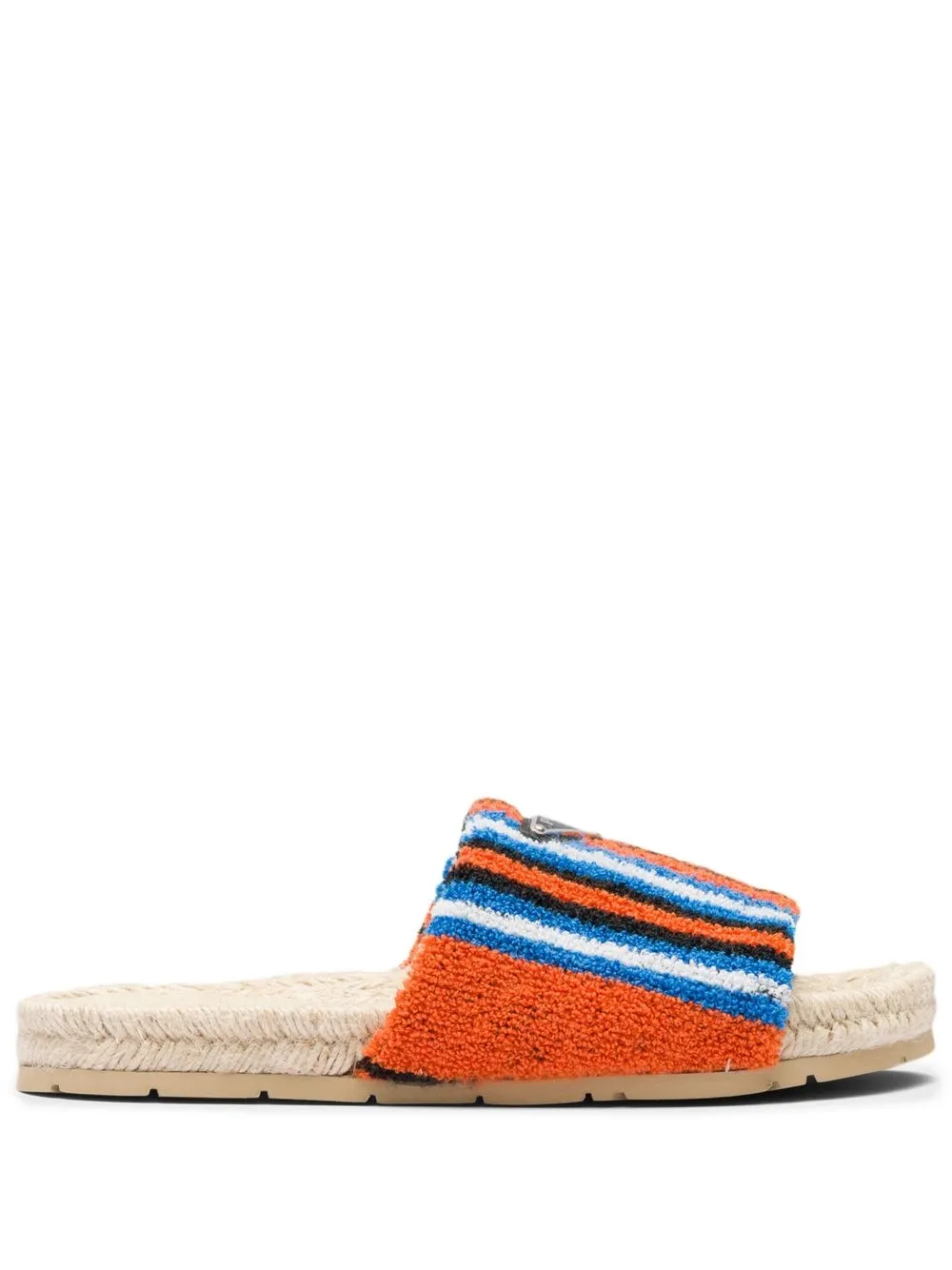 triangle-logo striped espadrille slides