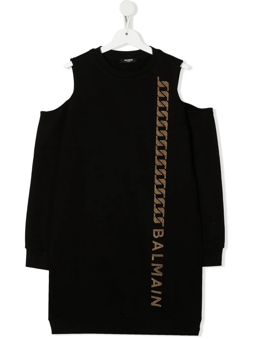 

Balmain Kids vestido con aberturas en hombro y logo estampado - Negro