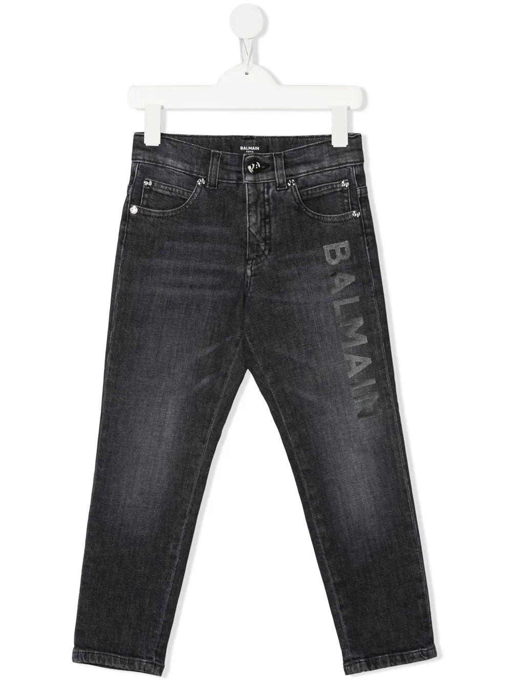 

Balmain Kids jeans rectos con logo estampado - Gris