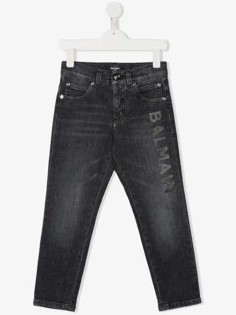 Balmain Kids jeans rectos con logo estampado