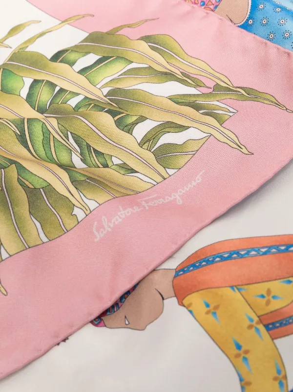 ☆関税込☆Ferragamo★ケシのプリントシルク防盗スカーフ★PINK シルクバンドゥ - ウィメンズ | Ferragamo