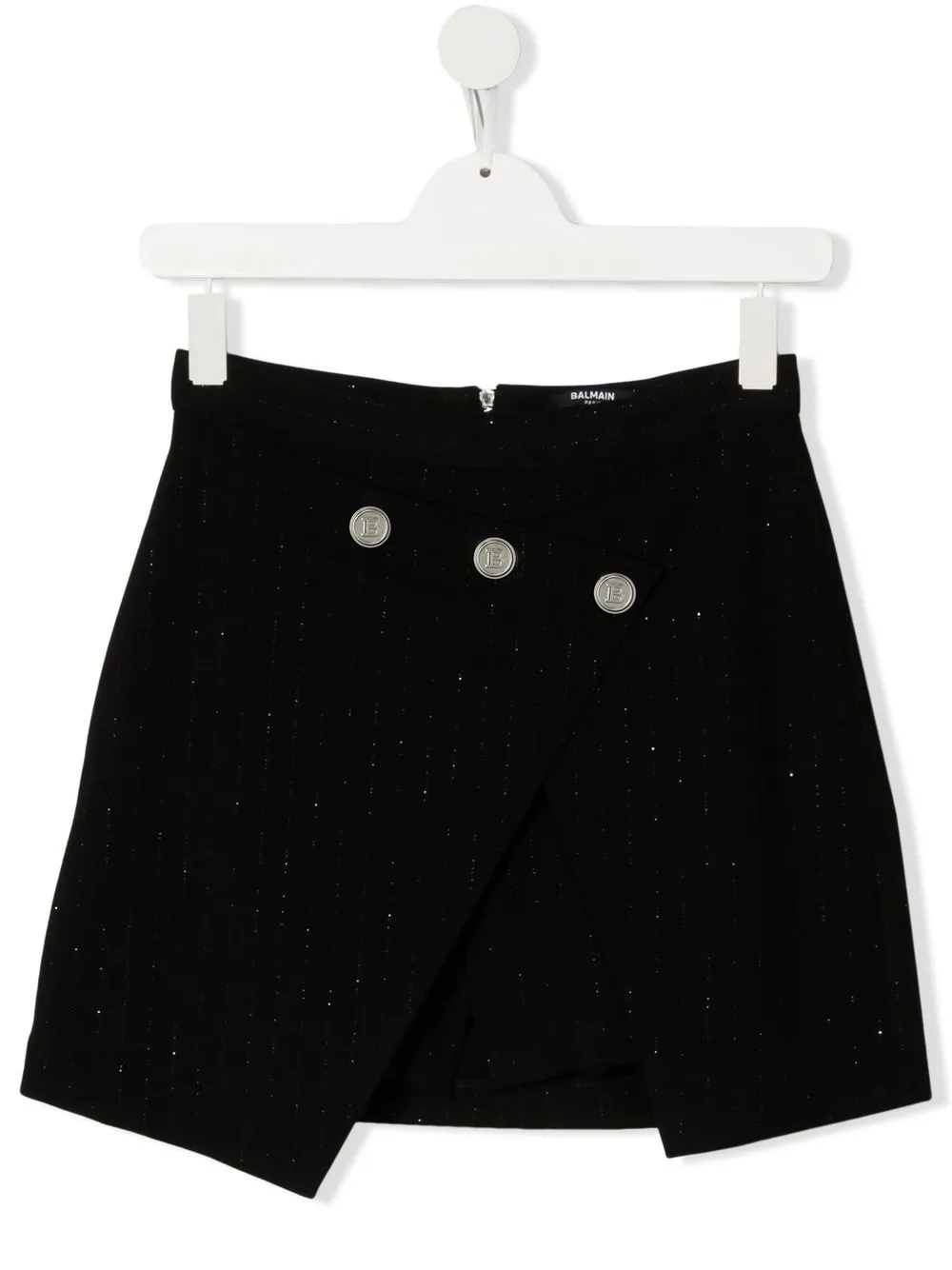 

Balmain Kids button-embossed sequinned skorts - Black