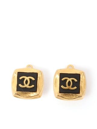 CHANEL Pre-Owned 1995 CC Square clip-on Earrings - Farfetch