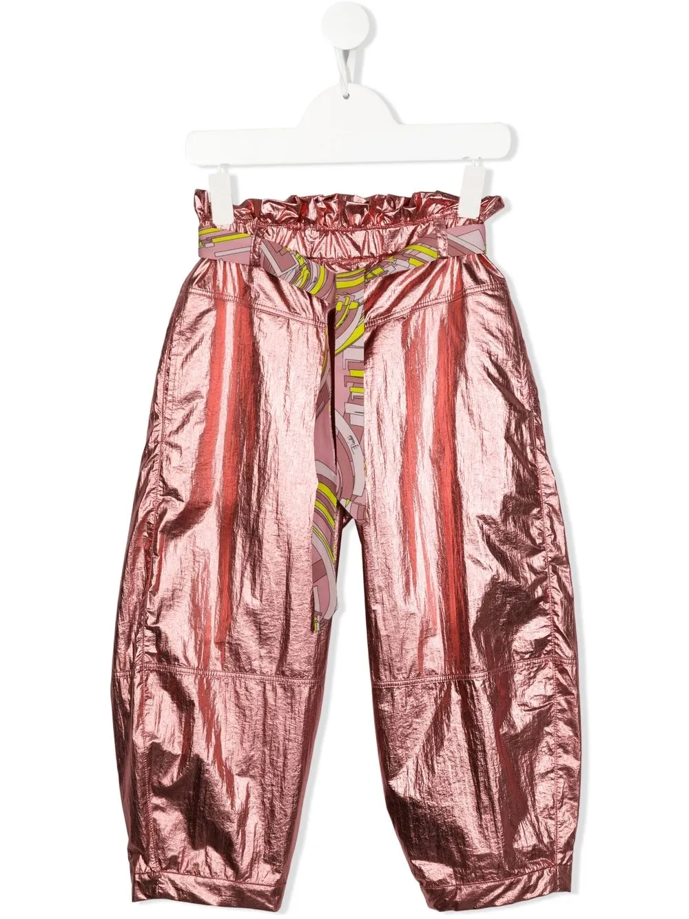 

PUCCI Junior pantalones metalizados estilo paper bag - Rosado