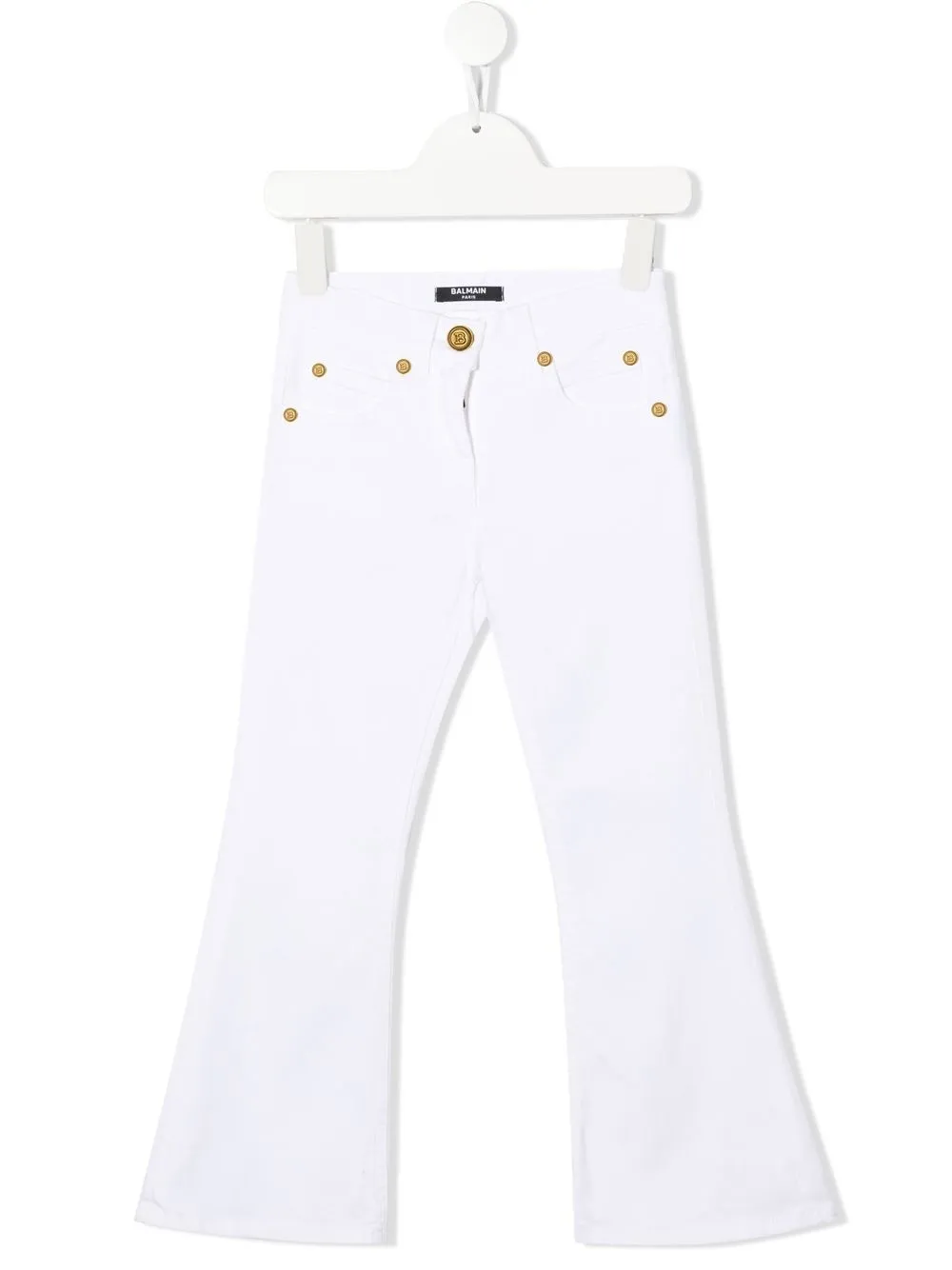 

Balmain Kids mid-rise flared-leg jeans - White