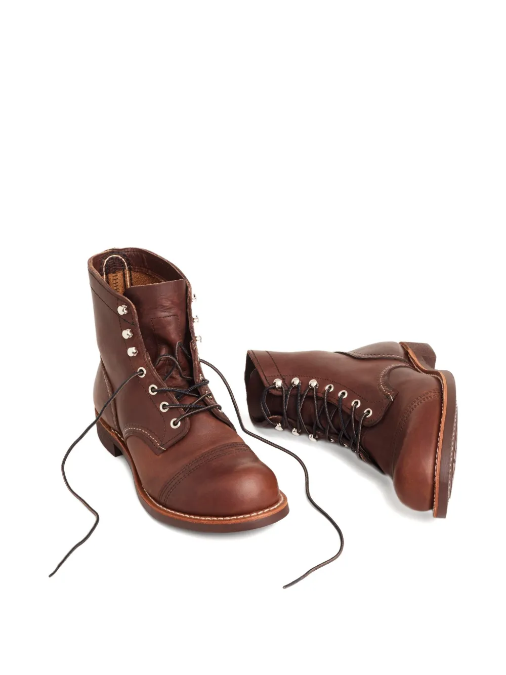 Red Wing Shoes lace-up leather biker boots Brown