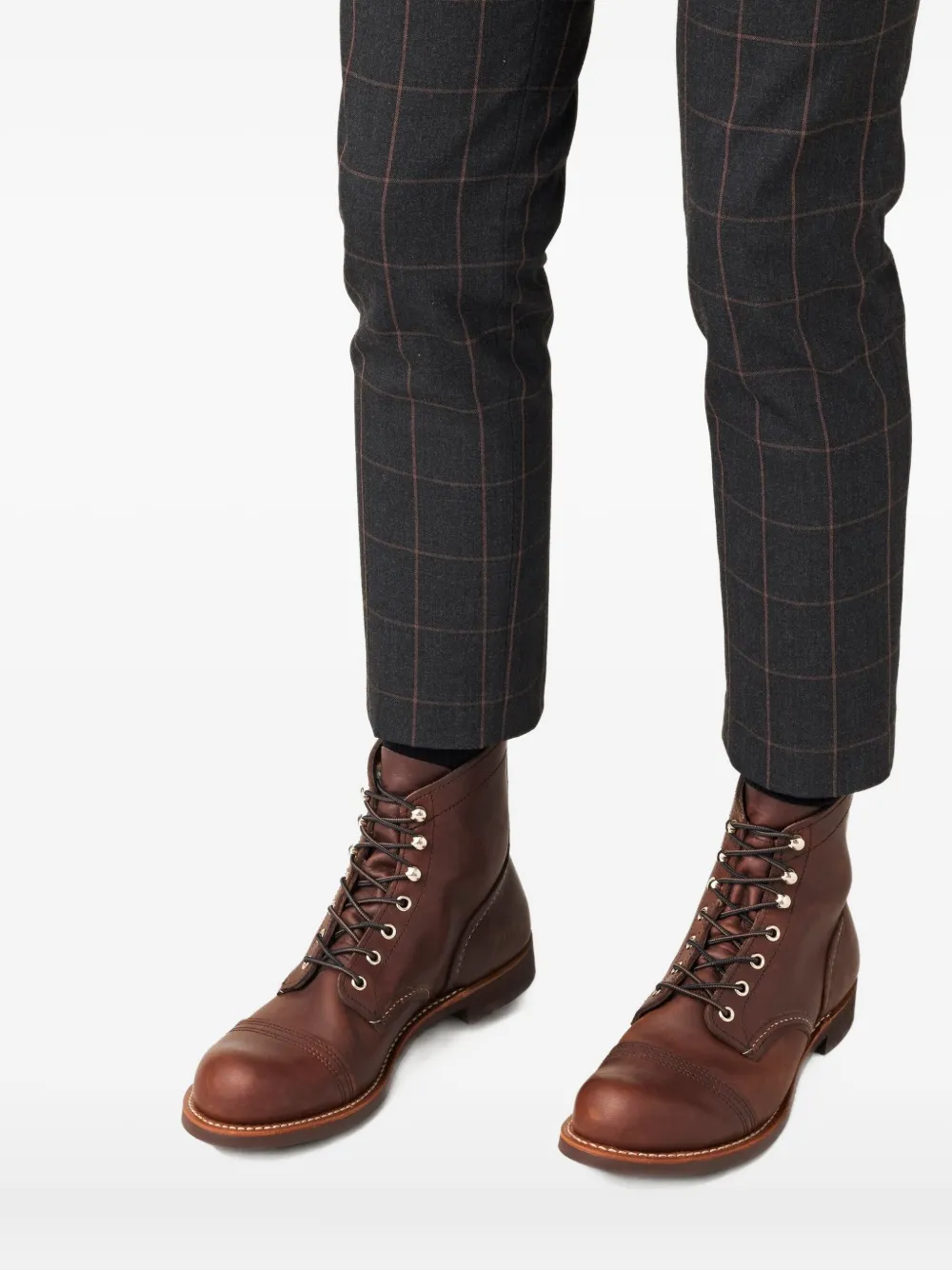 Red Wing Shoes lace-up leather biker boots Brown