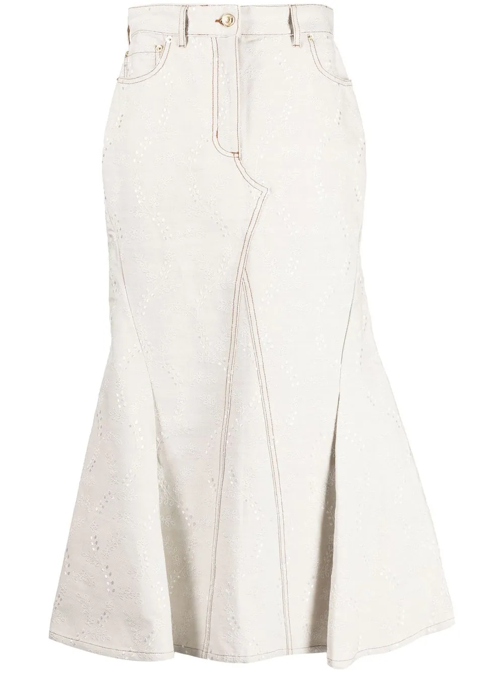 

Erdem embroidered shift midi skirt - Grey