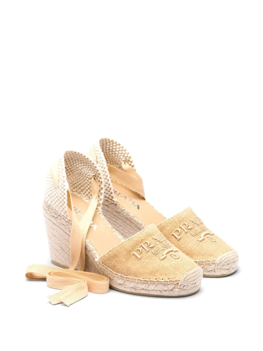 Prada Lauren espadrilles met sleehak - Beige
