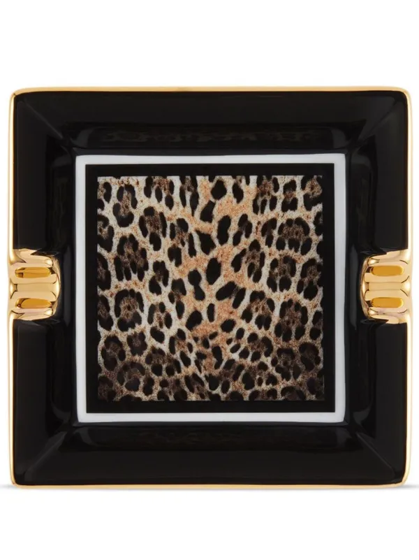 Dolce & Gabbana Cinzeiro De Porcelana Com Estampa De Leopardo