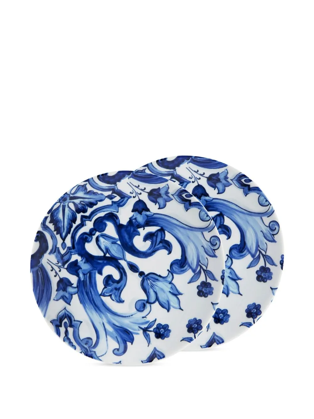 Shop Dolce & Gabbana Porcelain Dessert Plates In Blue