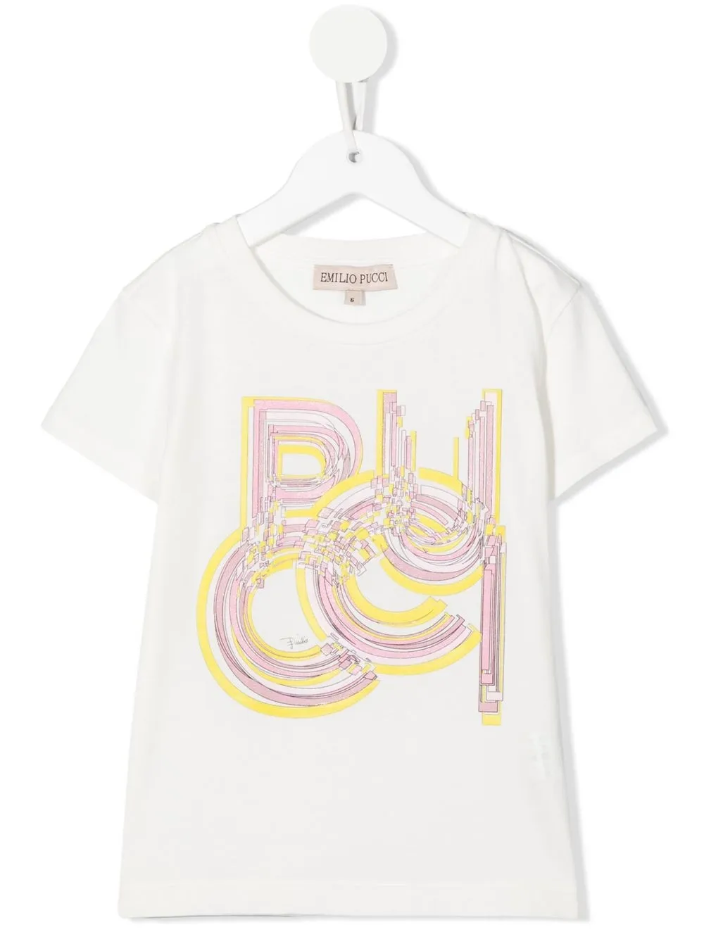 

PUCCI Junior playera manga corta con logo estampado} - Blanco