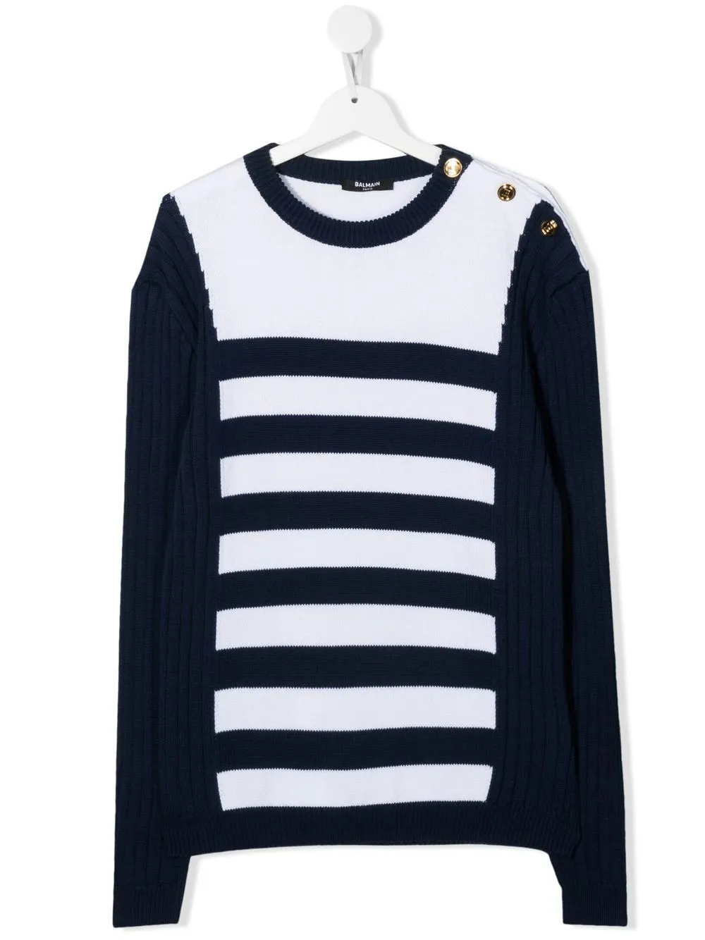 

Balmain Kids TEEN stripe button-detail jumper - White