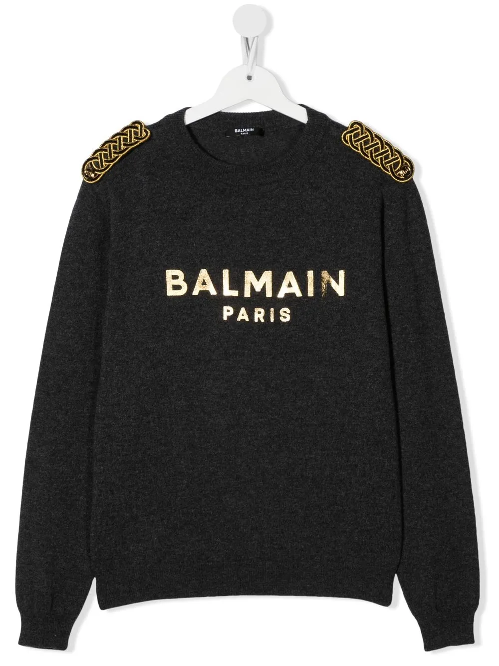 

Balmain Kids TEEN gold-tone logo jumper - Grey