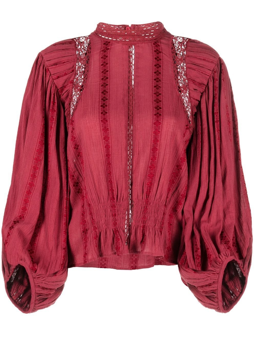 Isabel Marant Étoile Jassie Keyhole Puff-sleeve Blouse In Rosso | ModeSens