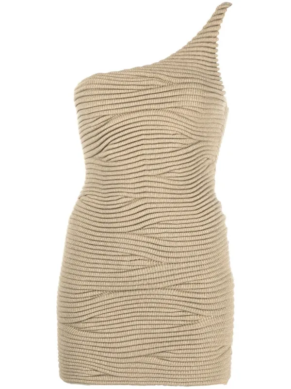 Isa Boulder ribbed-knit one-shoulder 