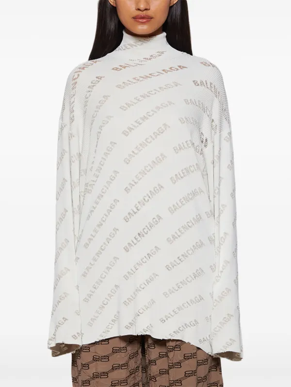 Balenciaga logo print ribbed knit Jumper Grey FARFETCH AU