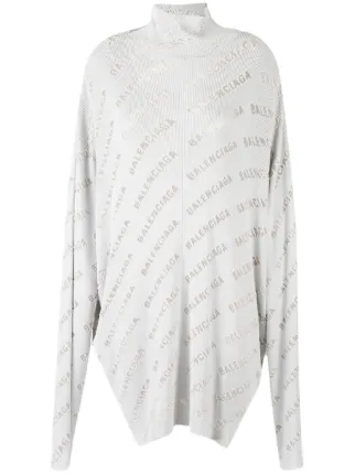 Balenciaga logo print ribbed knit jumper women Viscose Polyamide Spandex Elastane 1 Grey
