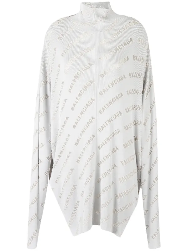 Balenciaga logo print ribbed knit Jumper Grey FARFETCH AU