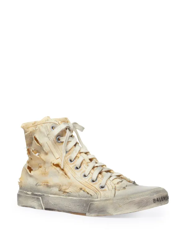 BALENCIAGA Mens Arena High Top Off White Leather Sneakers Shoes sz 415 US  85  eBay