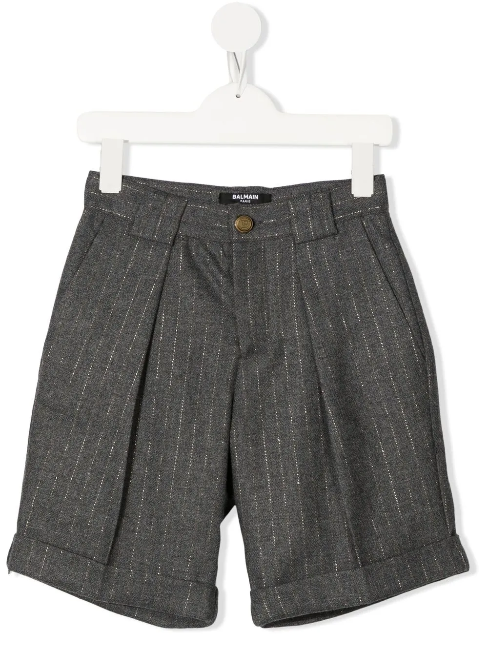 

Balmain Kids metallic-pinstripes shorts - Grey