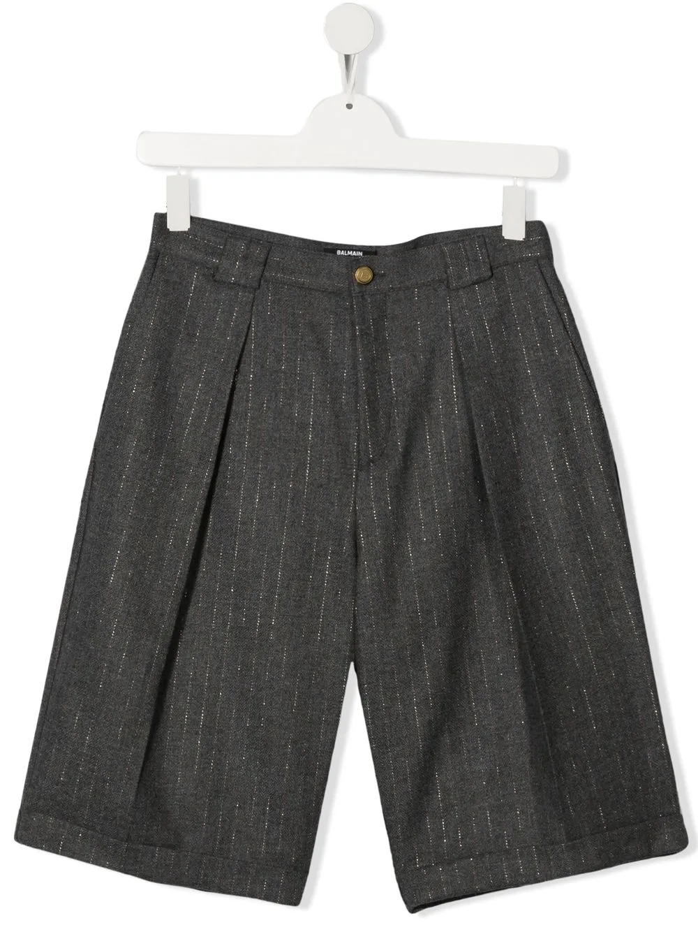 

Balmain Kids shorts con motivo de rayas metalizadas - Gris