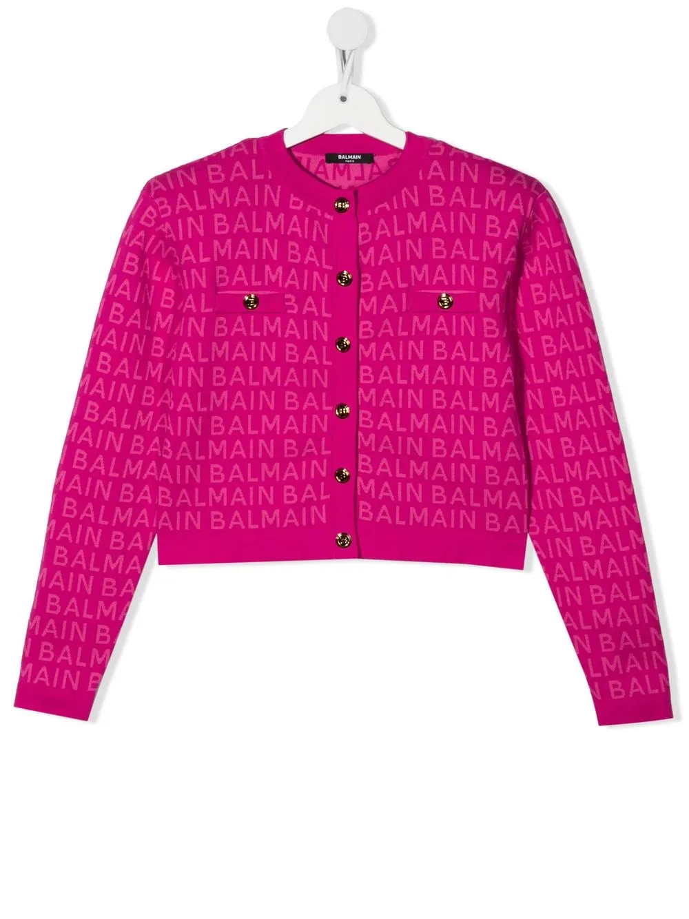 

Balmain Kids TEEN logo-jacquard long-sleeve cardigan - Pink