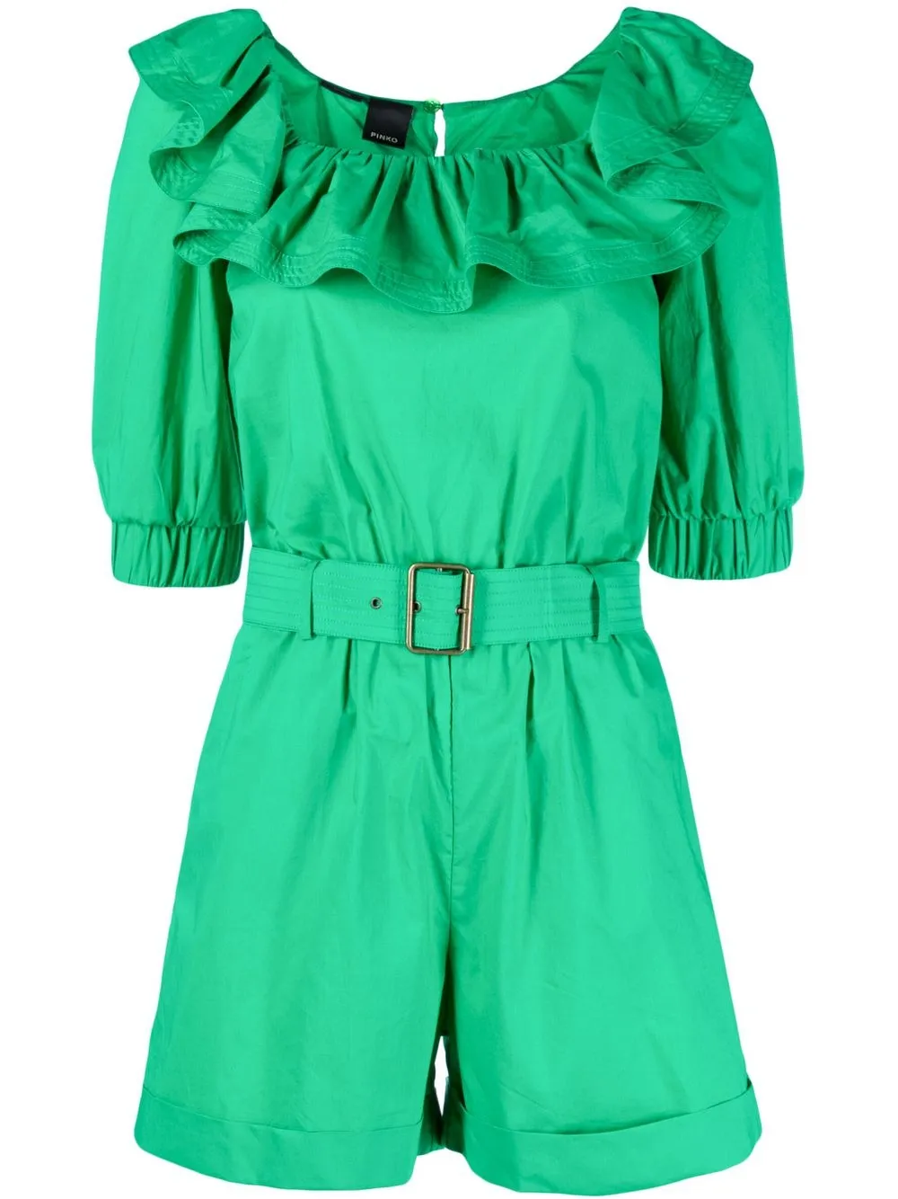 

PINKO jumpsuit corto con volantes y cinturón - Verde