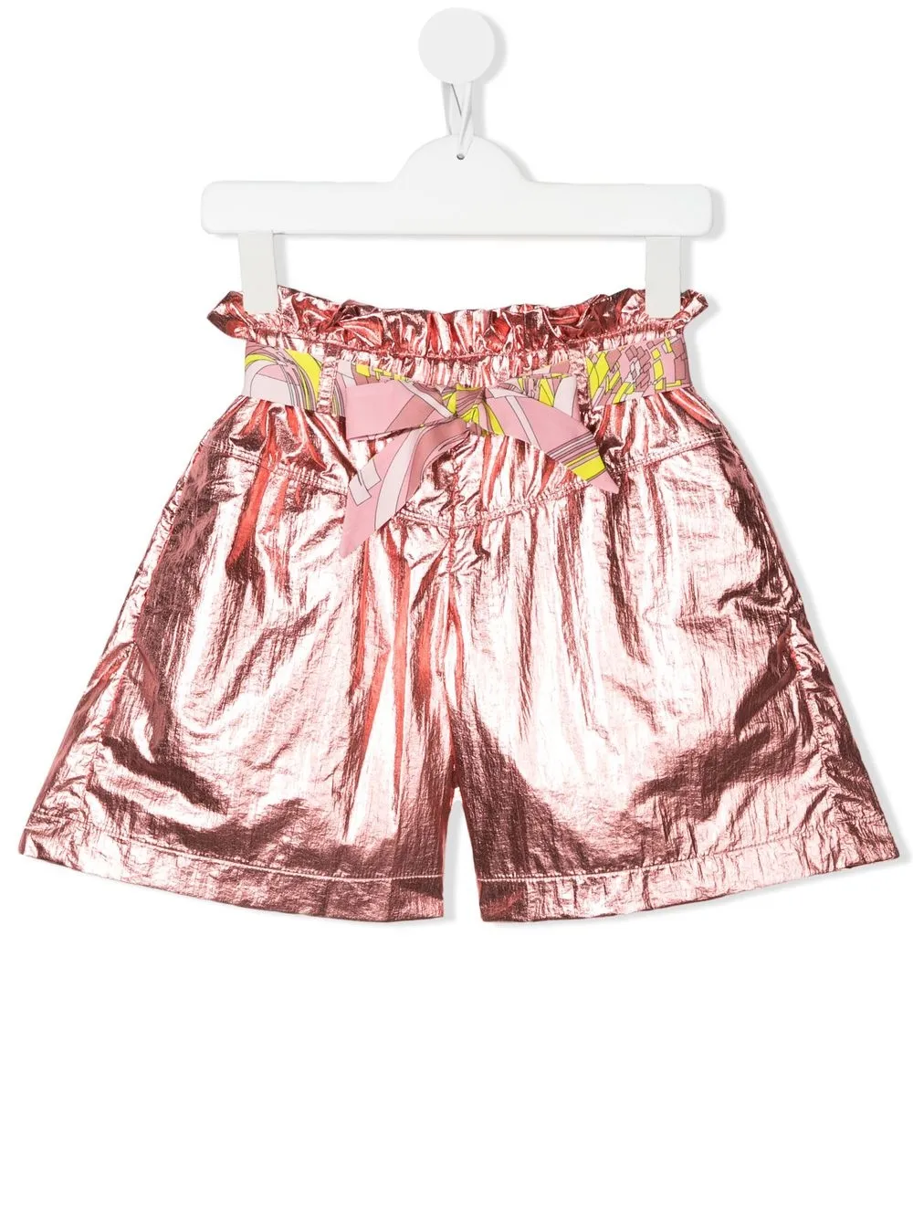 

PUCCI Junior metallic logo-patch shorts - Pink