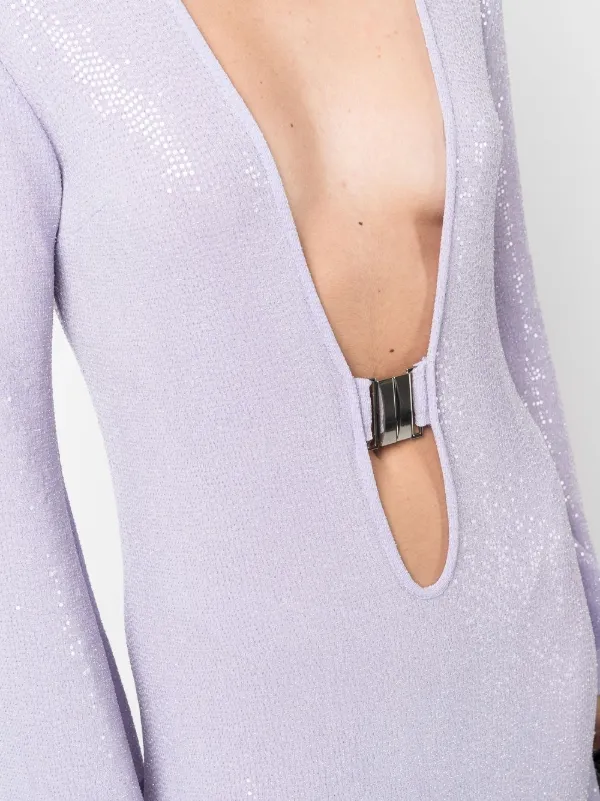 dodo bar or purple dress Dodo Bar Or Sequin-embellished Plunge Dress