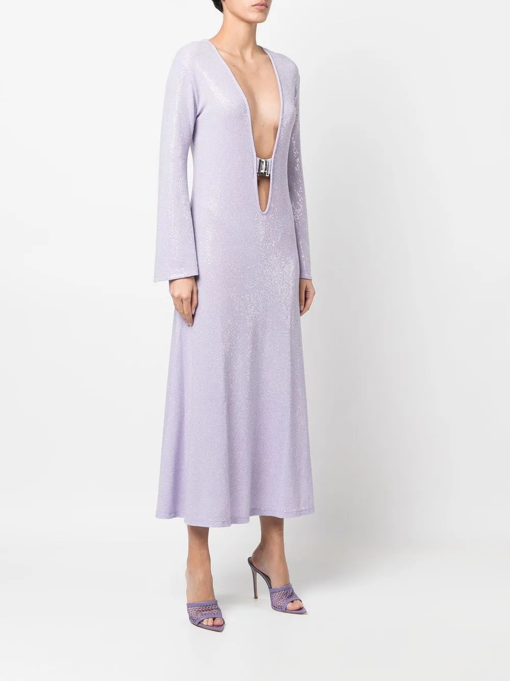 Dodo Bar Or Sequin-embellished Plunge Dress In Purple