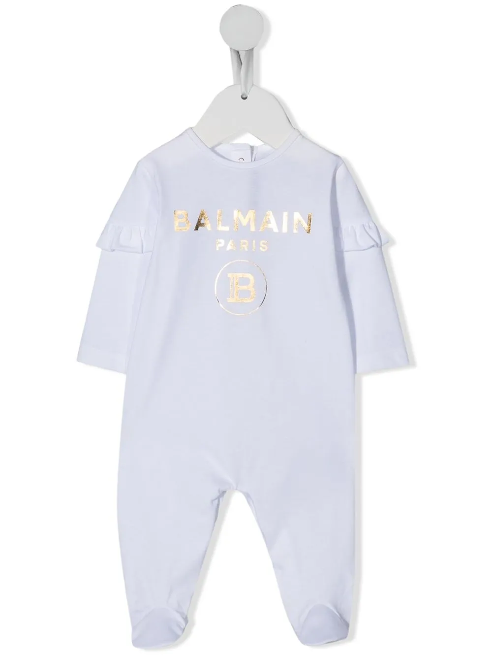 

Balmain Kids romper metalizado con logo estampado - Blanco