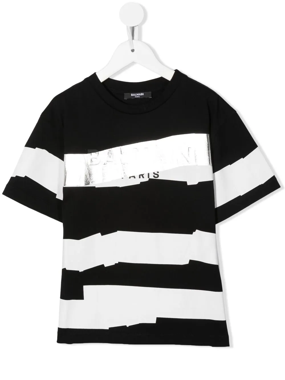 

Balmain Kids playera a rayas con logo estampado - Negro