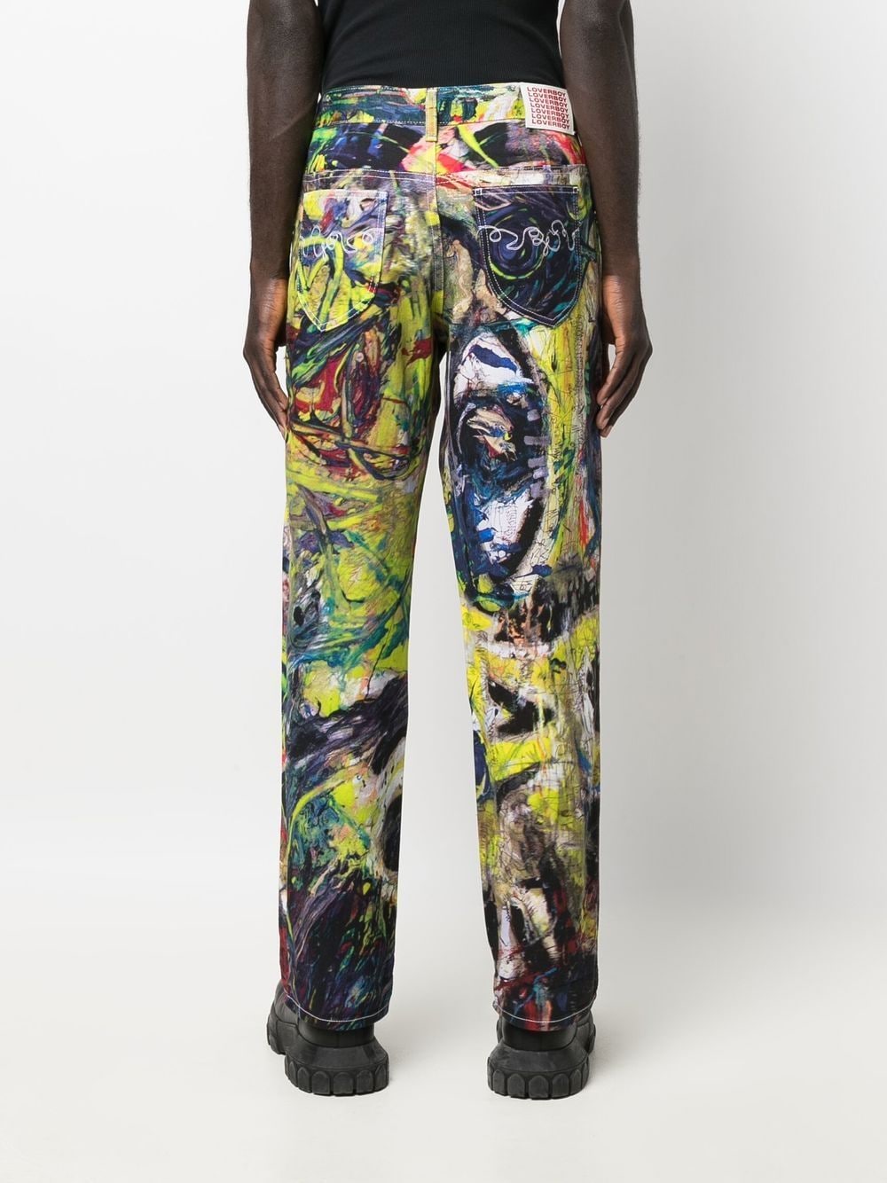 Shop Charles Jeffrey Loverboy Moonlight Printed Jeans In Yellow