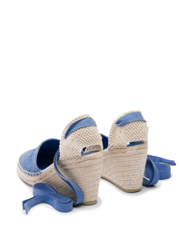 Prada Linen Espadrille Wedge Sandals - Farfetch